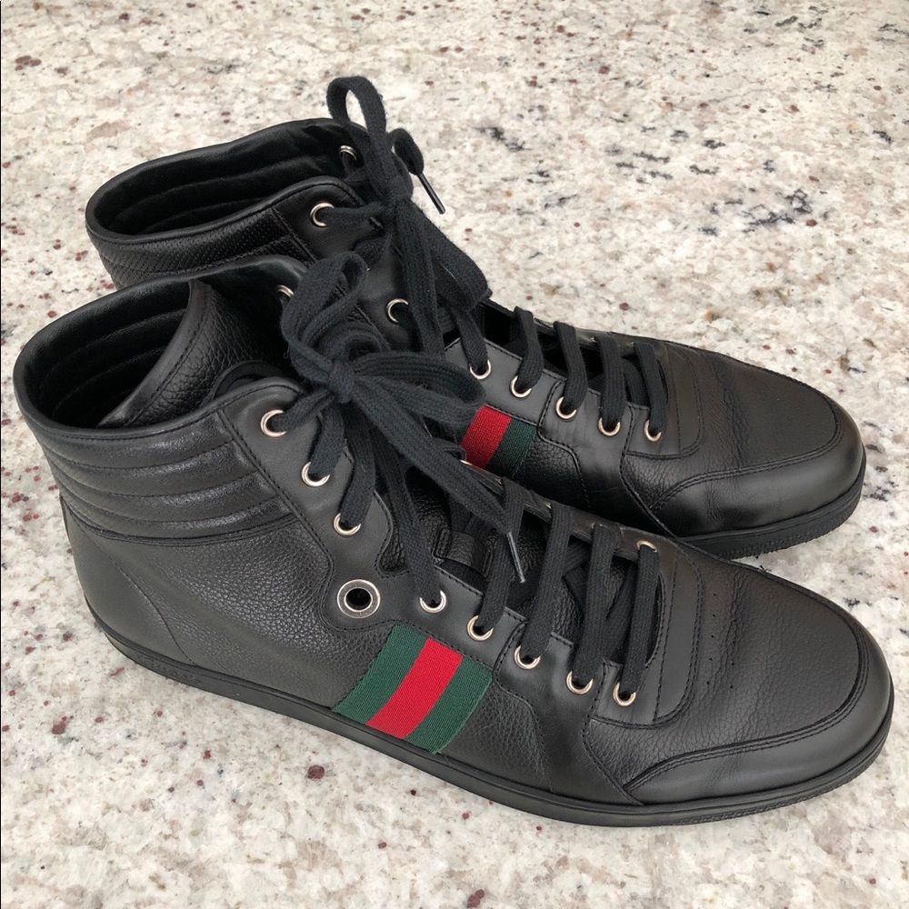 Gucci New Men's Black Leather Red Green Web Coda